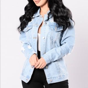 Distressed fashion jean jacket